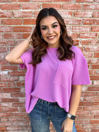 Just Between Us Corded Pocket Top • Spring Violet-Zenana-Shop Anchored Bliss Women's Boutique Clothing Store