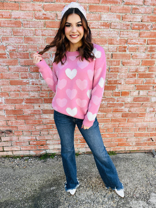 Pretty in Pink & Pearls Heart Sweater-Thomas and Co-Shop Anchored Bliss Women's Boutique Clothing Store