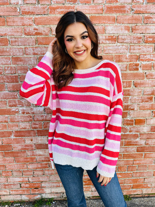 Take Your Chance Striped Sweater • Pink-Haptics-Shop Anchored Bliss Women's Boutique Clothing Store