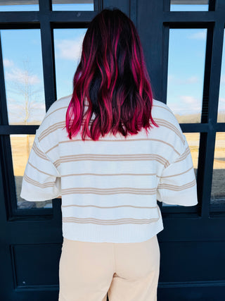 Once In Awhile Drop Should Knit Striped Top • Cream-Entro-Shop Anchored Bliss Women's Boutique Clothing Store