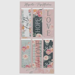 Vintage Floral Faith Hope & Love Magnetic Bookmark Set-Christian Art Gifts-Shop Anchored Bliss Women's Boutique Clothing Store
