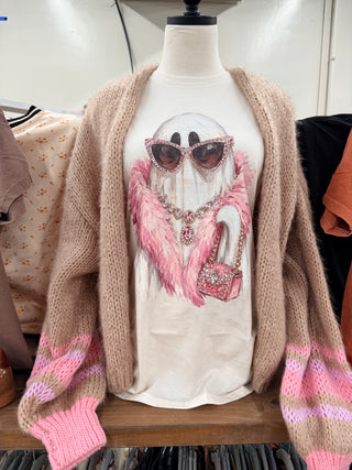 Boujee Blingy Pink Ghost Graphic Tee-Harps & Oli-Shop Anchored Bliss Women's Boutique Clothing Store