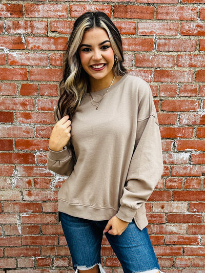 Cozy With You Oversized Sweatshirt • Sand-Risen-Shop Anchored Bliss Women's Boutique Clothing Store