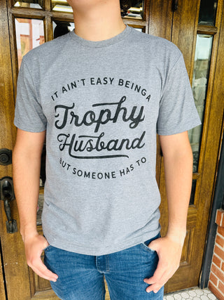 Trophy Husband Graphic Tee • Deep Heather Grey-Harps & Oli-Shop Anchored Bliss Women's Boutique Clothing Store