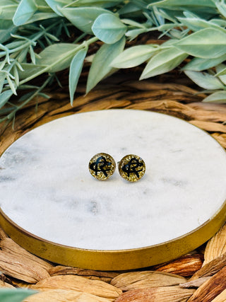 RC Button Stud Earrings-Brittany Carl-Gold Gliiter-Shop Anchored Bliss Women's Boutique Clothing Store