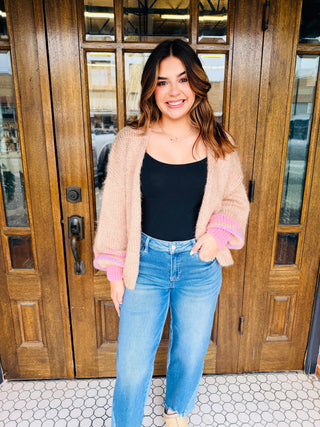 Magical Moments Striped Bubble Sleeve Cardigan-EESome-Shop Anchored Bliss Women's Boutique Clothing Store