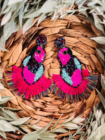 Flamingo Beaded Earrings-DMC-Shop Anchored Bliss Women's Boutique Clothing Store