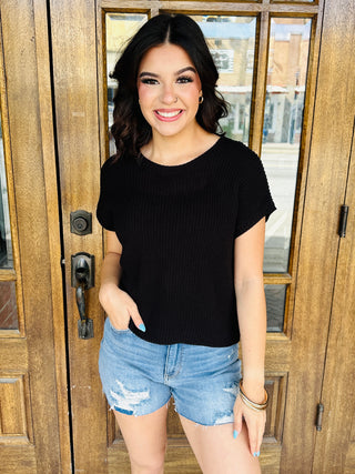 All I Think About is You Knitted Top • Black-Blu Pepper-Shop Anchored Bliss Women's Boutique Clothing Store