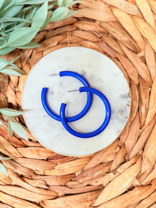 Stella Hoop Earrings • Blue-Brittany Carl-Shop Anchored Bliss Women's Boutique Clothing Store