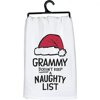 Grammy Doesn't Keep a Naughty List Kitchen Towel-Stacey Kluttz-Shop Anchored Bliss Women's Boutique Clothing Store