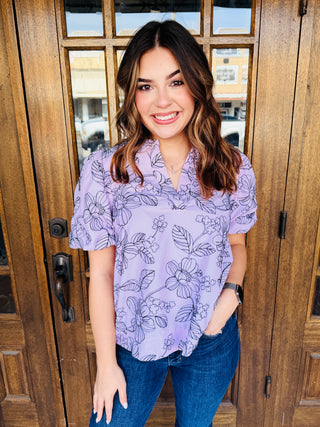 Happiest Here Embroidered Puff Sleeve Top • Pink-Umgee-Shop Anchored Bliss Women's Boutique Clothing Store