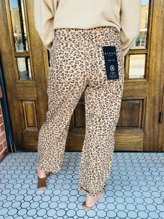 Risen One In a Million Mid Rise Leopard Barrel Jeans-Risen-Shop Anchored Bliss Women's Boutique Clothing Store