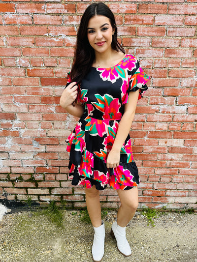 Undeniable Love Floral Dress • Black-Umgee-Shop Anchored Bliss Women's Boutique Clothing Store