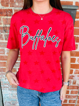Buffaloes Script Star Graphic Tee-Harps & Oli-Shop Anchored Bliss Women's Boutique Clothing Store