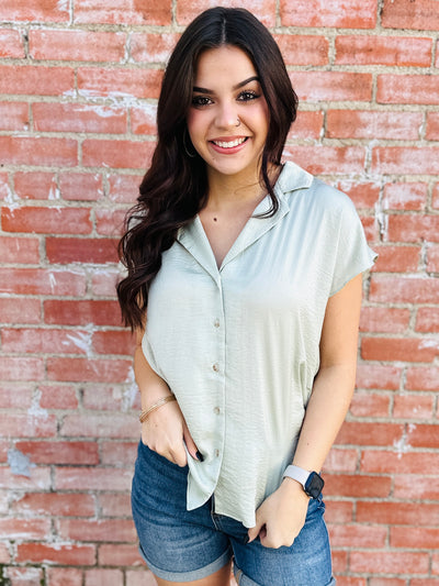 Have It All Button Up Top • Sage-Blu Pepper-Shop Anchored Bliss Women's Boutique Clothing Store