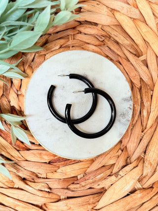 Stella Hoop Earrings • Black-Brittany Carl-Shop Anchored Bliss Women's Boutique Clothing Store