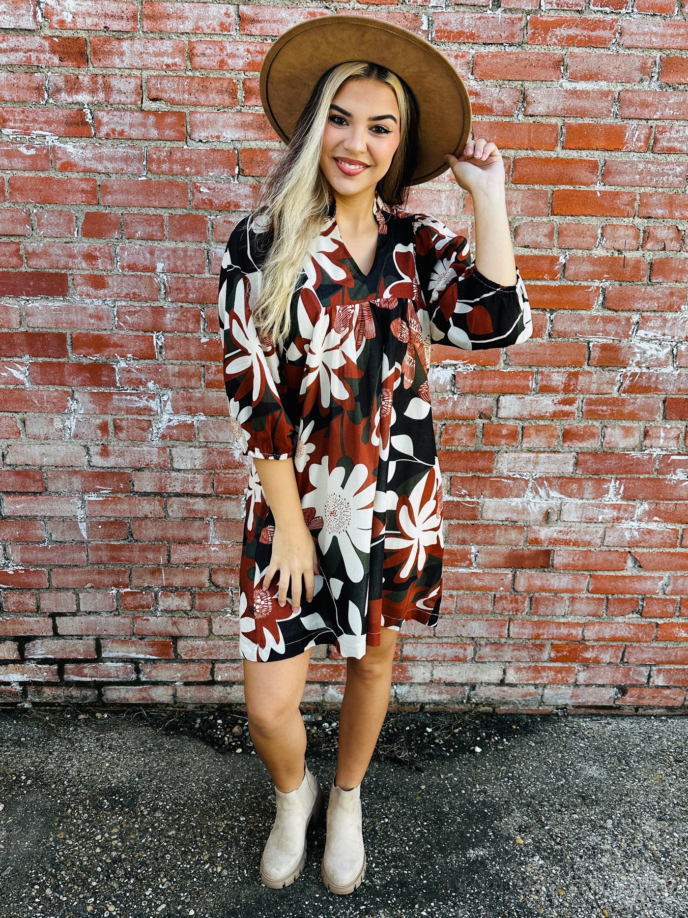 Go Easy On Me Floral Dress • Rust-Umgee-Shop Anchored Bliss Women's Boutique Clothing Store