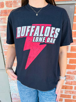 Buffaloes Distressed Bolt Graphic Tee-Harps & Oli-Shop Anchored Bliss Women's Boutique Clothing Store