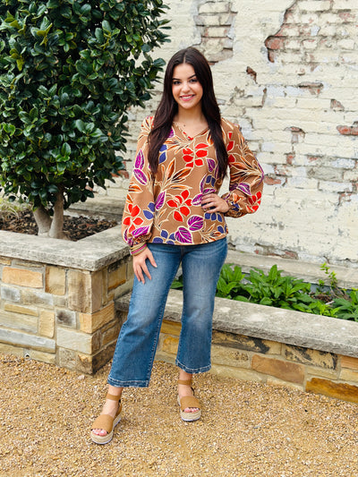 Loving Life Balloon Sleeve Blouse • Camel-Lovely Melody-Shop Anchored Bliss Women's Boutique Clothing Store