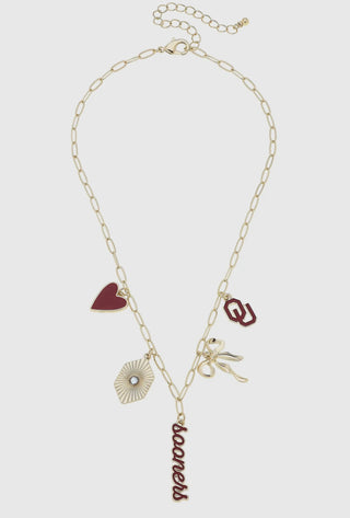 Oklahoma Sooners Collegiate Charm Necklace-Canvas Style-Shop Anchored Bliss Women's Boutique Clothing Store