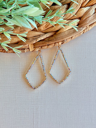 Tia Pear Rhinestone Earrings • Gold-DMC-Shop Anchored Bliss Women's Boutique Clothing Store
