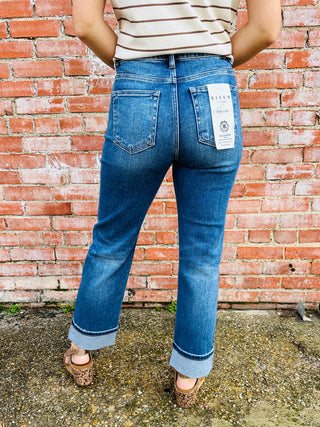 Risen All I Ever Wanted Cuffed Straight Jeans-Risen-Shop Anchored Bliss Women's Boutique Clothing Store