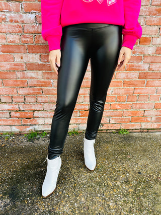 Living My Best Life Faux Leather Leggings • Black-Ace Trading-Shop Anchored Bliss Women's Boutique Clothing Store