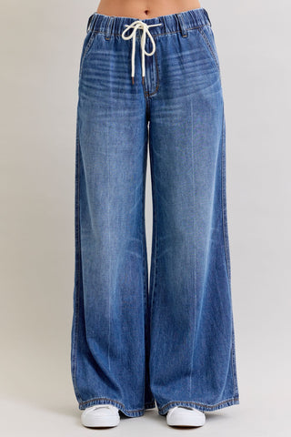 Judy Blue The Sweetest Thing Palazzo Denim Jeans-Judy Blue-Shop Anchored Bliss Women's Boutique Clothing Store