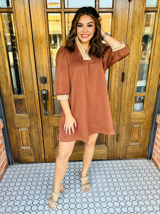 More to Come Jacquard Mini Dress • Brown-Umgee-Shop Anchored Bliss Women's Boutique Clothing Store