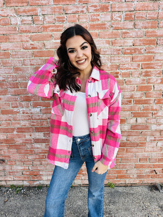 Everywhere With You Flannel Shacket • Pink-Ace Trading-Shop Anchored Bliss Women's Boutique Clothing Store