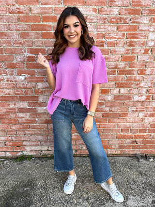 Just Between Us Corded Pocket Top • Spring Violet-Zenana-Shop Anchored Bliss Women's Boutique Clothing Store