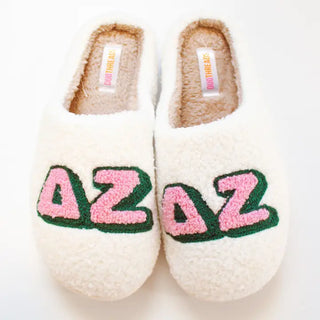 Delta Zeta Chenille Slippers-Duo Threads-Shop Anchored Bliss Women's Boutique Clothing Store
