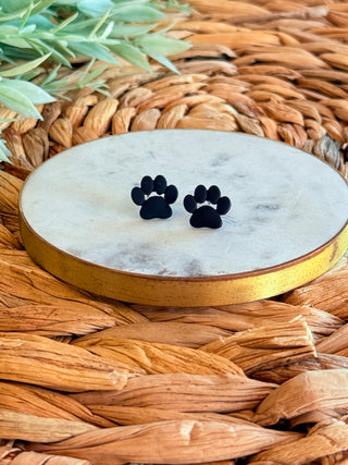 Matte Black Paw Stud Earrings-DMC-Shop Anchored Bliss Women's Boutique Clothing Store