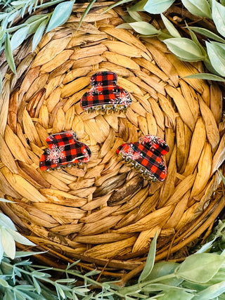 Merry & Bright Small Claw Clips-Brittany Carl-Buffalo Plaid-Shop Anchored Bliss Women's Boutique Clothing Store