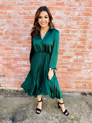 All Because of You Long Sleeve Dress • Green-She+Sky-Shop Anchored Bliss Women's Boutique Clothing Store