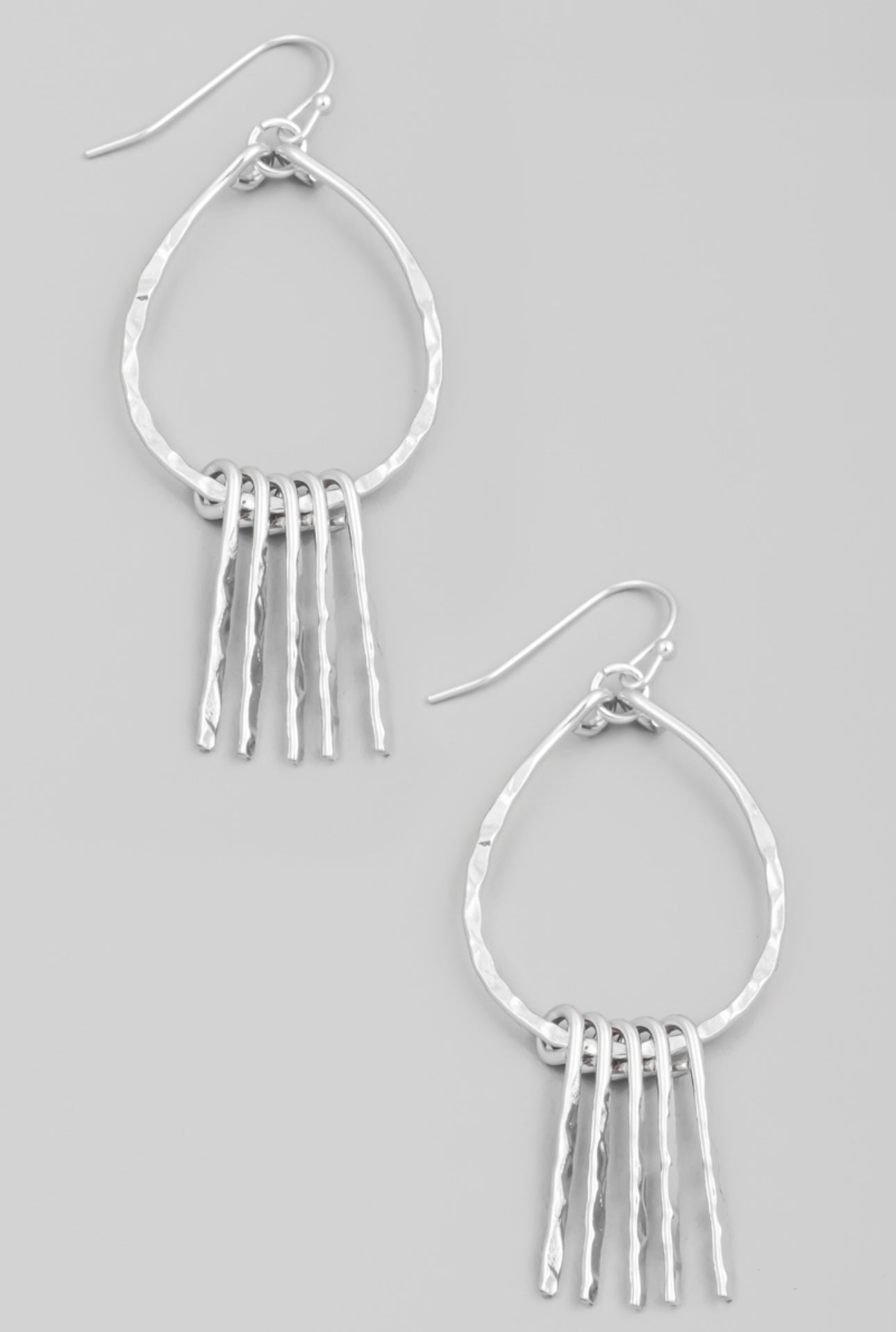 Katrina Teardrop Bar Dangle Earrings • Silver-Fame Accessories-Shop Anchored Bliss Women's Boutique Clothing Store
