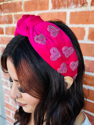 Queen of Hearts Beaded Velvet Headband • Fuchsia-DMC-Shop Anchored Bliss Women's Boutique Clothing Store