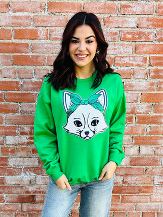 Bandana Fox Sequin Sweatshirt-Harps & Oli-Shop Anchored Bliss Women's Boutique Clothing Store