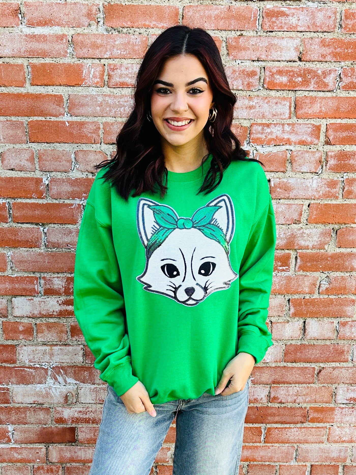 Bandana Fox Sequin Sweatshirt-Harps & Oli-Shop Anchored Bliss Women's Boutique Clothing Store