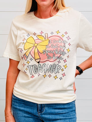 It Takes a Lot of Sparkles Teacher Graphic Tee-Harps & Oli-Shop Anchored Bliss Women's Boutique Clothing Store