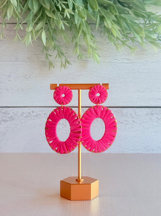 Rays of Pink Jute Earrings-Brittany Carl-Shop Anchored Bliss Women's Boutique Clothing Store