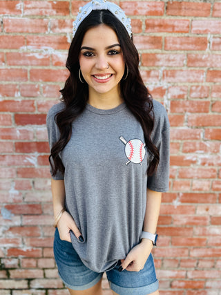 Hey Batter Batter Swing Graphic Tee-Harps & Oli-Shop Anchored Bliss Women's Boutique Clothing Store