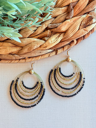 Shelbi Multi Circle Beaded Earrings • Black & Gold-DMC-Shop Anchored Bliss Women's Boutique Clothing Store