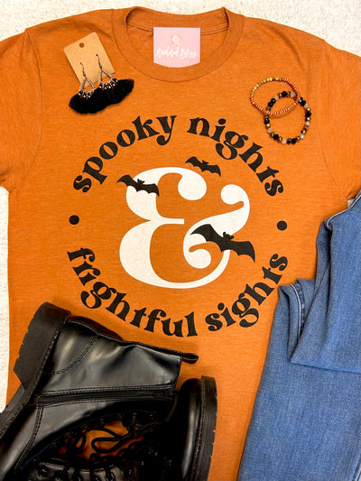 Spooky Nights and Frightful Sights Graphic Tee-P&PD-Shop Anchored Bliss Women's Boutique Clothing Store