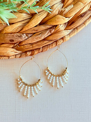 Jillian Seed Bead Teardrop Earrings • White-Anchored Bliss Boutique-Shop Anchored Bliss Women's Boutique Clothing Store