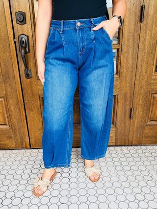 Risen In My Element Wide Leg Barrel Crop Denim Jeans-Risen-Shop Anchored Bliss Women's Boutique Clothing Store