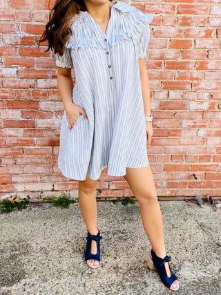 Have Your Way Striped Mini Dress • Blue-Umgee-Shop Anchored Bliss Women's Boutique Clothing Store