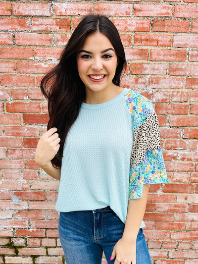 Wild About You Waffle Knit Top • Mint-Ace Trading-Shop Anchored Bliss Women's Boutique Clothing Store