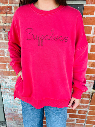 Hornets Bean Stitch Embroidered Mineral Washed Sweatshirt • Green-Harps & Oli-Shop Anchored Bliss Women's Boutique Clothing Store