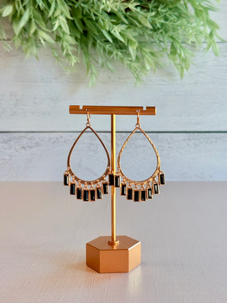 Brynn Teardrop Statement Earrings • Gold & Black-DMC-Shop Anchored Bliss Women's Boutique Clothing Store